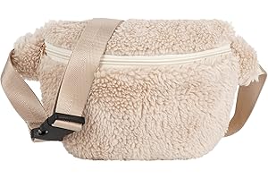 Meliyya Bauchtasche Plüsch Damen Hüfttasche Flauschige Umhängetasche Stylisch Fanny Pack Breiter Gurt für Reisen Festival Party Alltags, Beige