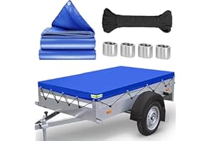 OPERMAXER Trailer Tarpaulin Flat Tarpaulin 207.5 x 114 x 10 cm, Reinforced Edge Trailer Tarpaulin with 8 m Tarpaulin Rope, Waterproof and Tear-Resistant, Cover for Stema BÖckmann Humbaur Steely & Start Trailer