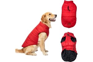 Fluffy Souls Dog Winter Jacket Cozy, Warm & Comfortable Coat Lightweight, Soft & Stylish Wind Proof & Water Resistant Adjustable Velcro & Elastic for All Dogs Washable Red 6XL