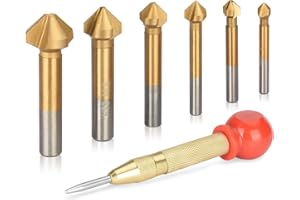 oumuik Svasatore conico a 90°, in metallo, 6 pezzi, con 1 punta centrale in ottone, diametro 6,3-20,5 mm