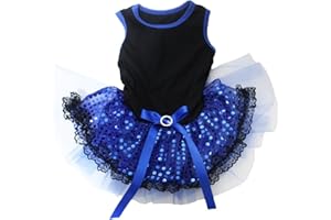 Petitebelle Hundekleid mit Pailletten, Tutu, einfarbig, Spitze, Größe XXXL, Königsblau