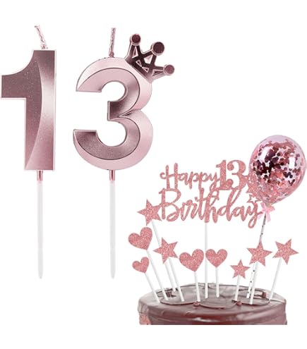 Bougie D'anniversaire, En Forme De Chiffre 13, Avec Couronne, Or