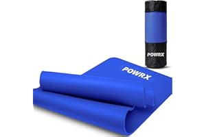 POWRX Tappetino fitness antiscivolo 190 x 60, 80, 100 cm - Ideale per Yoga, Pilates e Ginnastica - Extra morbido e spessore da 1,5 cm o 1 cm - Ecocompatibile con tracolla e sacca trasporto + Poster