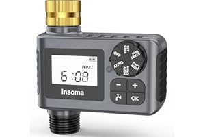 INSOMA Water Timer for Outdoor Garden Hose, Hose Timer with Rain Delay/Manual Mode, Automatic Drip Irrigation Controller System for Lawn Yard Garden Watering