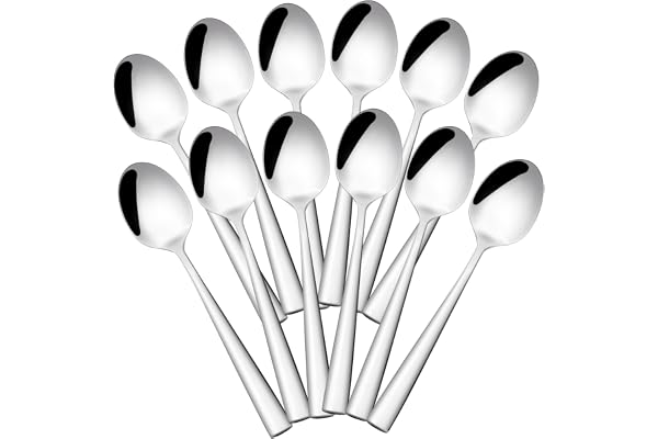 OTTO KONING Leipzig Teskedar 12-pack Rostfritt Stål Silver 15,3cm | Silverfärgad spegelpolerad yta, passar till te, kaffe och dessert, 2,5 mm tjocklek, diskmaskinsäker