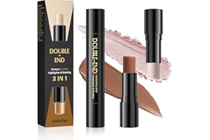 NICEMOVIC Contour Stick, Double-End Cream Contour and Highlighter Stick Waterproof Long-Lasting Concealer, Lightweight Blend Smooth Bronzer Stick, Color 02