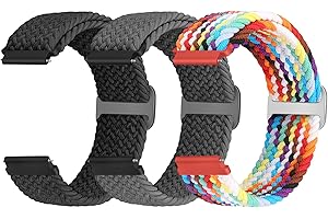 Yunshare Pleciony elastyczny pasek z szybkim zapięciem, 18 mm, 19 mm, 20 mm, 22 mm, nylonowy pasek do zegarka Samsung, Garmin, Fossil, Amazfit, Huawei Watch, zapasowy pasek, 3 sztuki