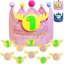 BOYATONG Geburtstagskrone Stoff - XL Krone Mit Zahlen 0-9