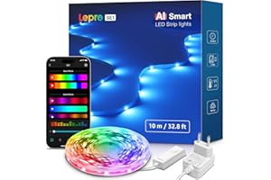 ‎LEPRO Lepro AI LED Streifen SE1, 10M Smart LED Strip RGB mit App-Sprachbefehle, Musik Sync, Personalisierter KI-Lichtdesigner, kompatibel mit Alexa&Google Assistant, für Party/Zuhause, Keine Fernbedienung