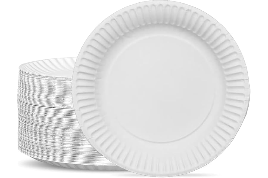 G4GADGET 100 Paper Plates 23cm - 9inch Paper, Disposable, Party