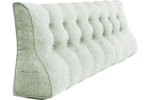 ‎BNCKTRD BNCKTRD Großen Keil Lesekissen Hoher Rückenlehne Lendenkissen Erleben Sie Ultimative Entspannung und Lesevergnügen mit Waschbar Leinen Bezug 200cm Weiß