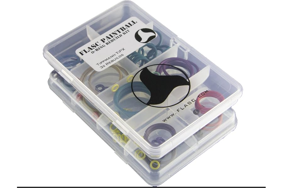 Flasc Paintball Tippmann TiPX/TPX O-ring Kit, 3x Rebuilds, Color Coded, Includes Carry Case
