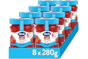 Hero Light Confettura di Fragole Light, 8 Vasetti da 280 gr, Marmellata e Confettura Extra con Frutta di Alta Qualità, Senza Zuccheri Aggiunti e Pochissime Calorie per Porzione