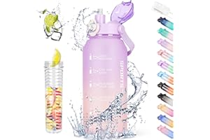 AOHAN Trinkflasche Sport 2l, Wasserflasche mit Strohhalm und Früchtebehälter, BPA-Frei Auslaufsicher Sportflasche mit Zeitmarkierung, Trinkflasche Kohlensäure Geeignet für Fitness, Yoga