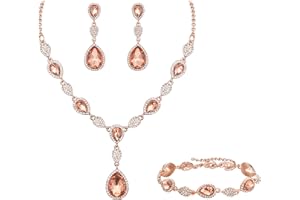 Clearine Gemma Diamante Goccia Matrimonio Sposa Costume Dichiarazione Y-Collana Orecchini Pendenti Set Tennis Bracciale per Donne