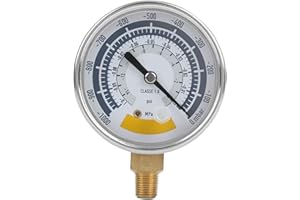 LIUKOUU Manometro per vuoto a olio, manometro per gasolio per acqua, cassa in acciaio inossidabile, 0 ~ -1000Mpa, quadrante da 2,5 ''