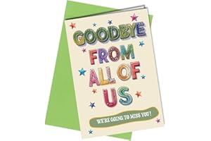 OSCAR FINKS Extra Large Goodbye Work Leaving Card with Colourful Design, Size 308 x 217mm when folded, Blank Inside, 400gsm Cardstock #1828