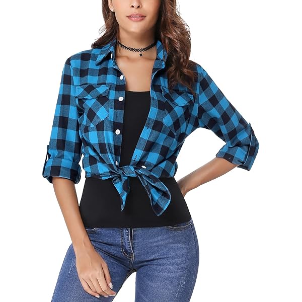 Zeagoo Trachtenbluse voor dames, Oktoberfest, geruite hemden, lange mouwen, Trachtenhemd, Karohemd, houthakkershemd, bovenstuk, casual, V-hals, hemd, blouse, zwart/groen, XL