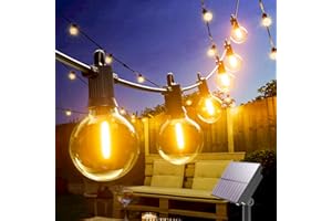Kawaya Outdoor String Lights Solar Powered USB Charge, Waterproof Solar Lights Outdoor Garden 10M / 31FT LED Festoon Hanging Lights with 15+1 Shatterproof Bulbs for Outside Gazebo Backyard Festive