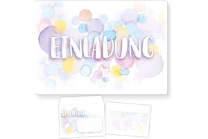 ‎BERILUDESIGN beriluDesign 12 Einladungskarten zum Kindergeburtstag mit Umschlägen - Geburtstagseinladung Aquarell