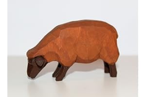 Lotte Sievers-Hahn Krippenfiguren * Schaf braun fressend im Baumwollbeutel * 1531