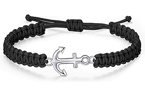 JENDEAR SHINE Bracciale Ancora Corda Uomo, Bracciale in Corda Intrecciata Regolabile, Regali Gioielli Estivi da Uomo