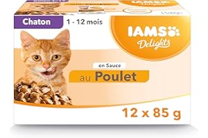 IAMS Nourriture Humide en Sauce Poulet pour Chaton Toutes Les Races 12 Sachets x 85 g
