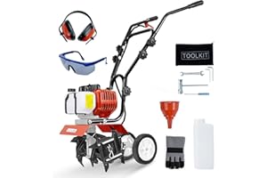 BU-KO 52CC Garden Petrol Tiller Engine 3HP 2 Strokes Lawn Soil Cultivator Rotovator Engine Lightweight Compact Powerful Sure Grip Handles Built to be Durable Dependable and Heavy Duty 1 Year Warranty