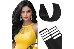 Benehair Extension Capelli Veri Biadesivo 10pz Capelli Naturali Lisci Extension Biadesive Capelli Veri Umani Extension Adesive 30cm, Nero