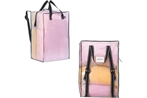 VENO Sacs de Déménagement avec Sangles Réglables, Sacs de Rangement Pliable, Essentiels du Dortoir (Lot de 2, Transparent)