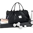 HYC00 Gym Bags Women Men Sports Duffle Bag with Shoes Compartment & Wet Pocket,Travel Duffel Bags for Women Large Weekend Overnight Holdall for Hospital Swimming Carry on Hand Luggage Bag,Black