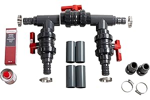 Aquasphere Wärmepumpe komplettes Bypass Set Luxus, Anschluss der Wärmepumpe, von PVC-Kupplungen 50 mm und Schlauchschellen 35-50 mm bis zum flexiblen Schlauch 38 mm und PVC Kleber 100 ml