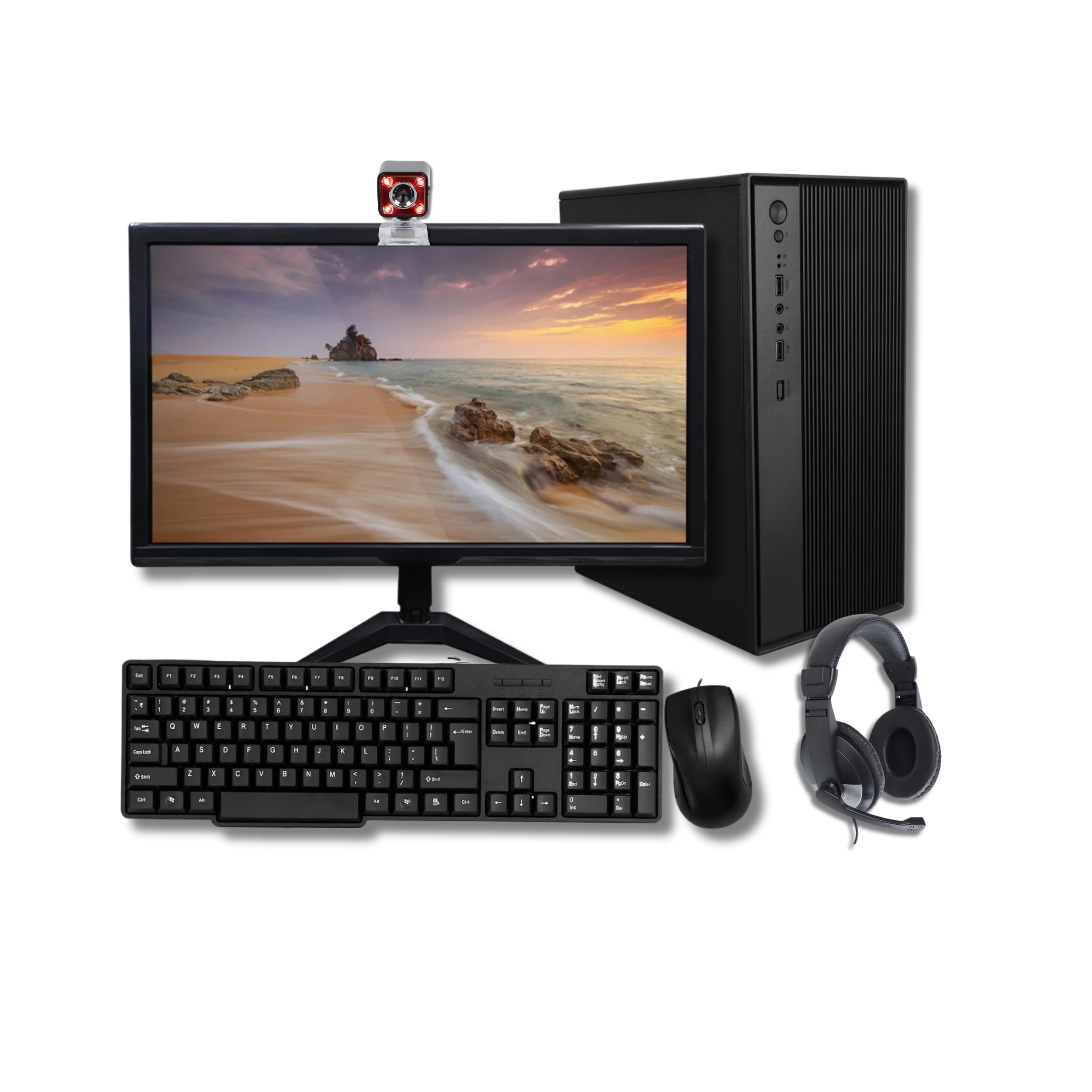 TECNICO Student & Business Desktop PC, Core i3 8th Gen 4 Cores, 8GB RAM, 256GB SSD, Windows 11 Pro, 20" Hd Monitor, Keyboard, Mouse, Headphones