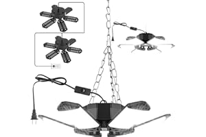 WOWSPEED 2PCS 185W Garage Lights, 6500K Garage Ceiling Lighting with 9.84ft Cord Plug, 18500LM Hanging Deformable LED Garage Lighting with 6 Adjustable Panels, for Garage, Basement, Shop, Workshop, Warehouse