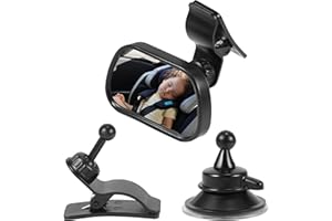 ASOOLL Baby Car Mirror Rear View Mirror, Baby Safety Car Mirror 360°Adjustable Back Seat Rear View Mirror Shatterproof with Sucker and Clip Family Car Kids Supplies for Children Baby Kids