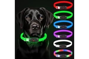 AUAUY Świecąca obroża psa, bezpieczna obroża psa na noc, akumulatorowa obroża psa z 5 kolorami (2 tryby), można ciąć, odpowiednia małych, średnich i dużych psów