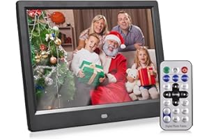 Cornice Digitale 10,1 Pollici, Camnoon Portafoto Digitale 1280*800 con IPS Schermo a Rotazione Automatica Supporta Foto/Video/Musica/Orologio/Calendario Funzione,con Telecomando e Supporto Posteriore