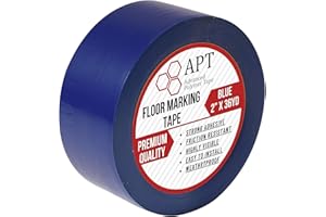 APT ADVANCED POLYMER TAPE APT, (2-inch Width X 36 Yds Length) Single Roll PVC Marking Tape, Premium Vinyl Safety Marking and Dance Floor Splicing Tape, 6 mil Thick, (2-inch Blue)