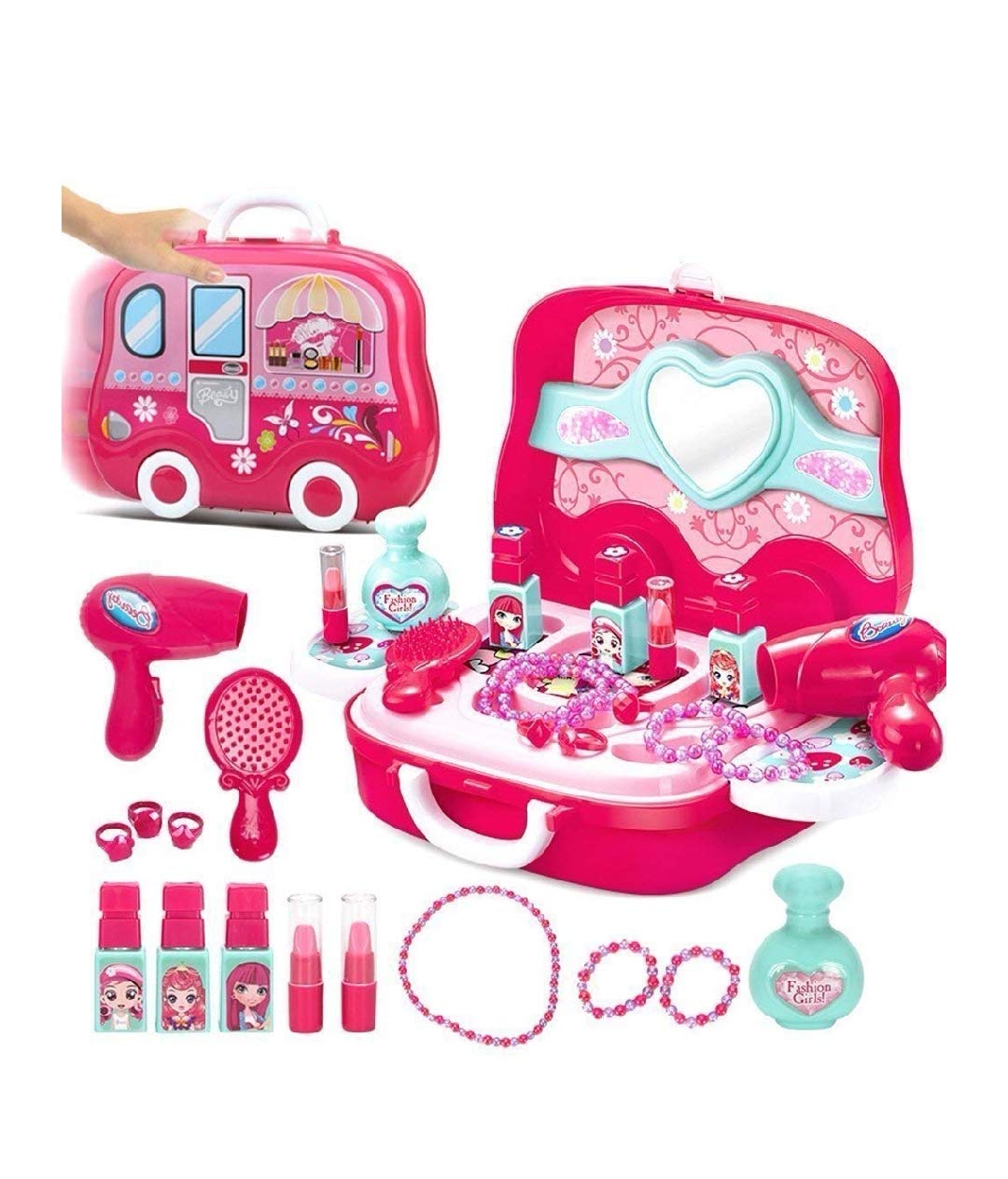 Vikas Gift Gallery Makeup Set for Girls | Lightweight Portable Plastic Suitcase Kit | Ideal for 3+ Years Kids | Non-Toxic | Kid-Friendly