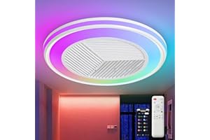 DWDVBL RGB Ventilateur Plafond Ventilateurs Silencieux Plafond avec Telecommande 3 Vitesse ventilateur plafond avec lumiere Intégrée Dimmbar Température Ventilo Plafond Pour Salon Chambre