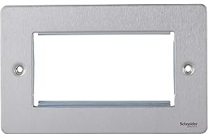 Schneider Electric Ultimate Flat Plate - 4 Gang Euro Module Plate, GU8280SS, Stainless Steel, Pack of 5