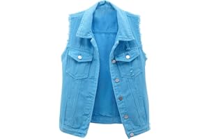 IQYU Chaleco vaquero para mujer con remaches negros punk – chaleco vaquero para mujer tallas grandes chaqueta vaquera sin mangas oversized chaleco ligero de verano elegante chaleco tradicional elástico