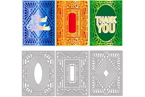 MAYJOYDIY 3pcs Decorative Frame Metal Die Cuts Rectangle Carbon Steel Cutting Dies Stencils 4.3×6inch/11×15cm DIY Crafts Cards Cutting Dies Cuts for DIY Embossing Card Making Photo Paper Scrapbooking