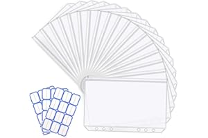 Yolistar 18 Stück A6 Binder Taschen,Durchsichtige PVC Bindertaschen Reißverschluss Mappe,Zipper Beutel 6 Loch mit 3 Aufkleber Beschriften,Binder Taschen Budget Binder Budget Planer Zubehör