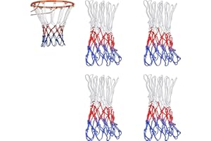 VVHFXD 4 Pièces Filets de Basket-Ball, Panier de Basketball de Rechange Professionnels, 12 Boucles Basketball Net, Durabilité par Tous Les Temps pour Les Terrains de Basket Standard Tntérieurs et Extérieurs