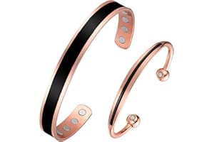 BioMag 2pcs Magnetic Copper Bracelet for Women Men Solid Copper Magnetic Bangle Adjustable to Fit Most Wrist for Men and Women