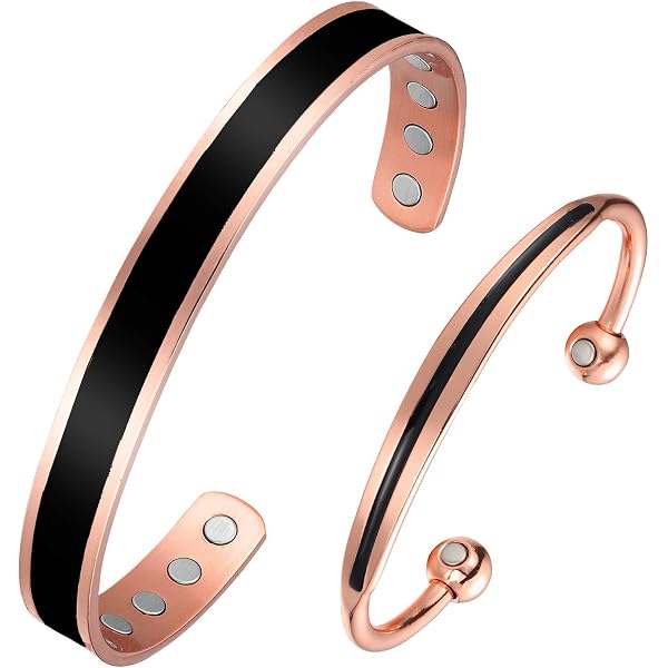 Bracelet Magnétique En Cuivre Pur - 6 Aimants Puissants, Unisexe, Taille M (poignet 16,5-19,5 Cm)