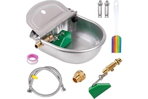 BREUAILY Bebedero Automático para Ganado Acero Inoxidable con Válvula de Latón Válvula de Flotador para Ganado Caballo Oveja Cabra Perros Cerdos