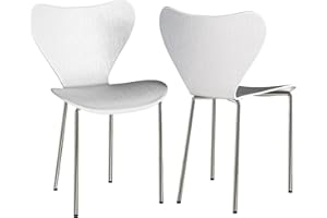Rcynview Pack 2 Sillas de Comedor, Sillas Comedor Modernas con Respaldo de Plástico, Silla Comedor Nordica Silla Blanca Sillas Ocios, Sillas de Salón con Patas Metálicas para Cocina/Salón/Restaurante