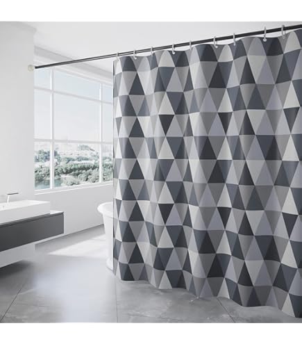 Juego De Cortina De Ducha Geométrica Creativa, Línea Negra, Rojo Y Gris, Cortina De Baño De